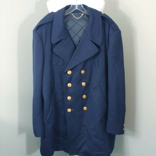 Chicago Police Dress Uniform Wool Reefer Coat Men’s 50l Vintage Patches Removed