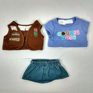 Build A Bear Girl Scouts 3 Piece Outfit Cookie Boss Shirt Skirt & Brownies Vest