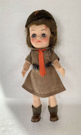 Vintage 1965 Effanbee 8.  5” Brownie Scout Girl Doll