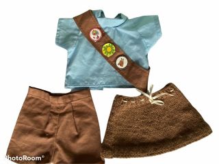 Doll Clothes Girl Scout/brownie Hand Made Set 4 Pc Fits Ag 18 " Inch Doll